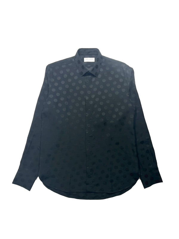 YVES Collar Classic Shirt in Dot silk