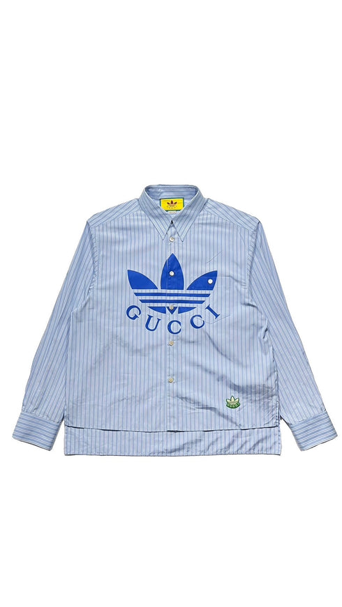 ×adidas ストライプコットンシャツ