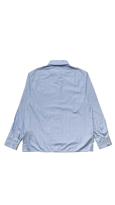 ×adidas ストライプコットンシャツ