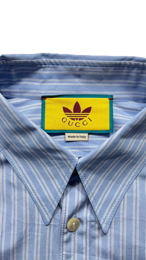 ×adidas ストライプコットンシャツ