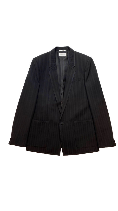 刺繍ストライプスーツジャケット