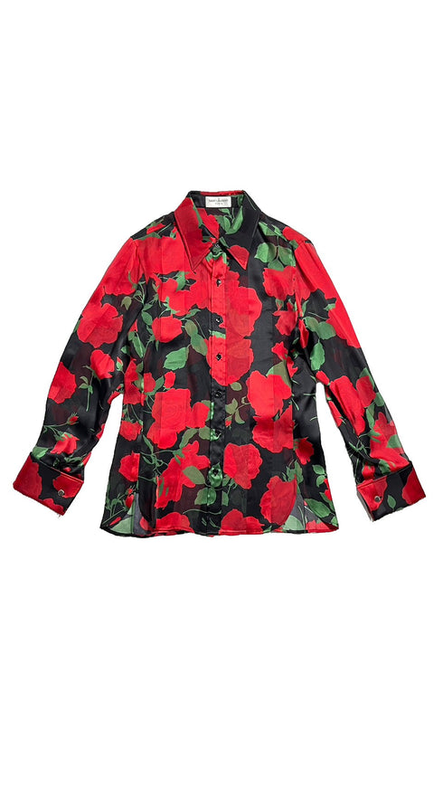 フローラルシルクシャツ