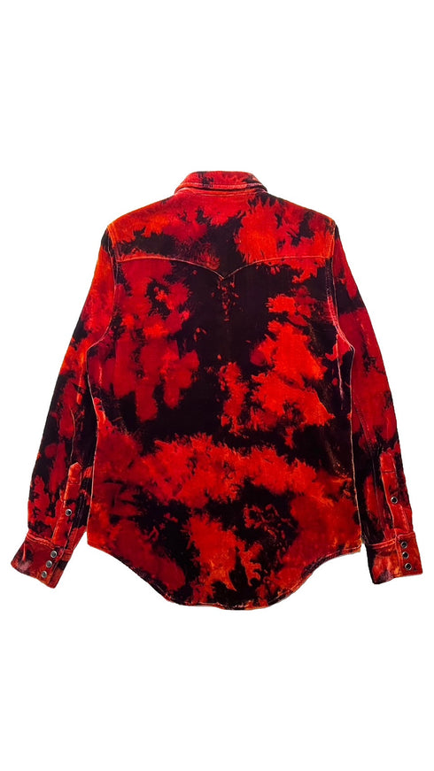 総柄ベロアシャツ