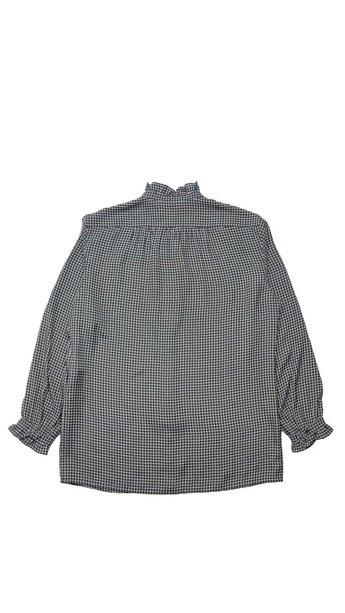 チェックフリルシルクシャツ