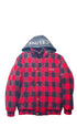 フード付きチェックルーズテディジャケット