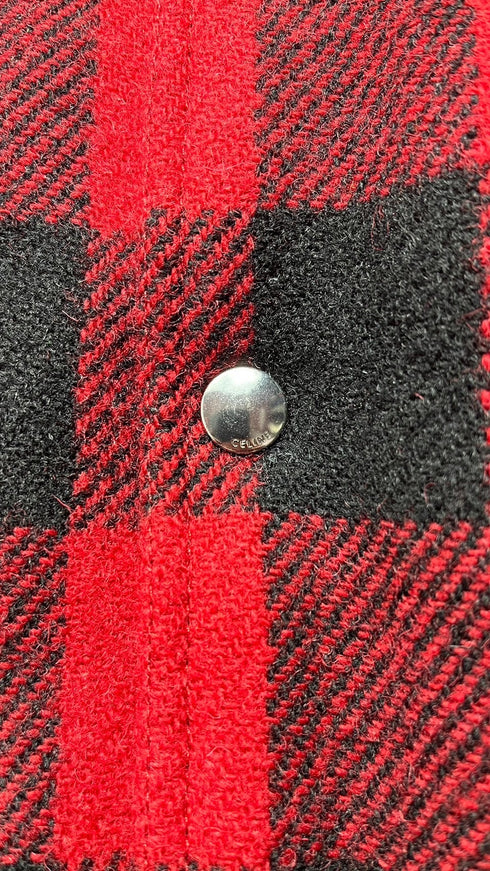 フード付きチェックルーズテディジャケット