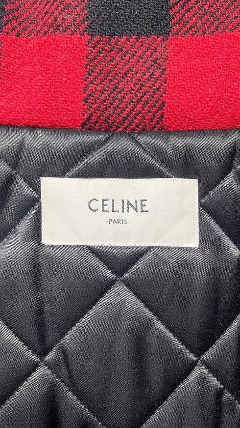 フード付きチェックルーズテディジャケット