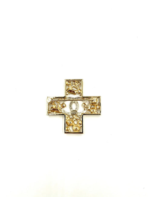 クロスココマークラインストーンブローチ