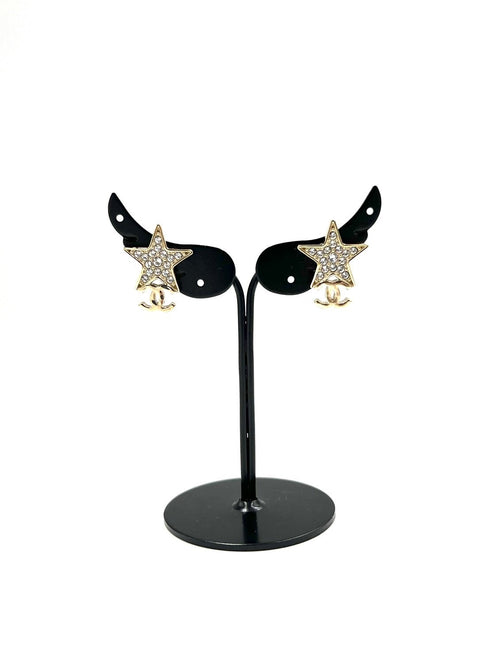 スターココマークラインストーンピアス