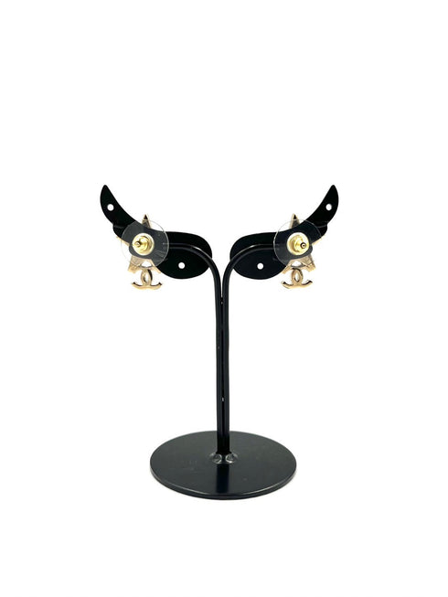 スターココマークラインストーンピアス