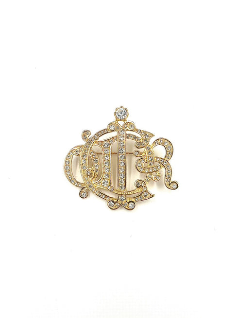 エンブレムロゴラインストーンブローチ