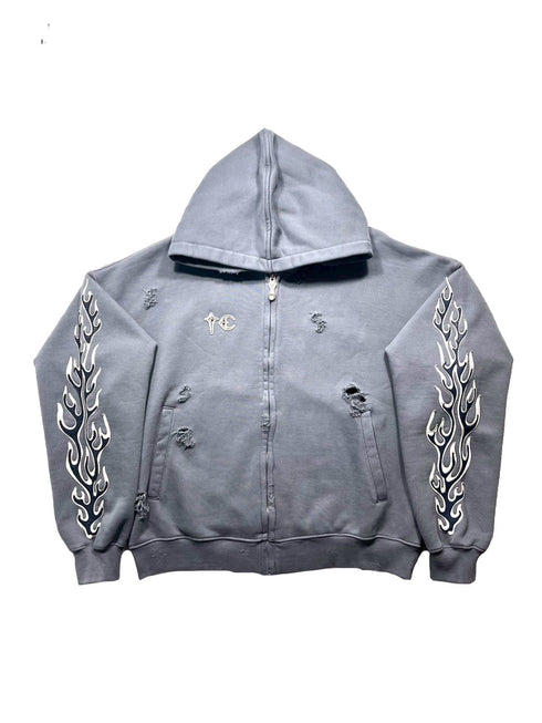 Leather Fleme Hoodie Zip Up