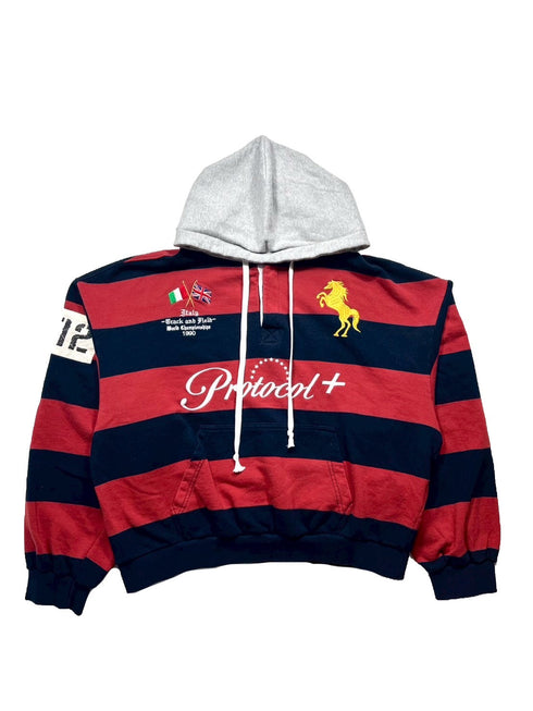 STRIPE POLO HOODIE