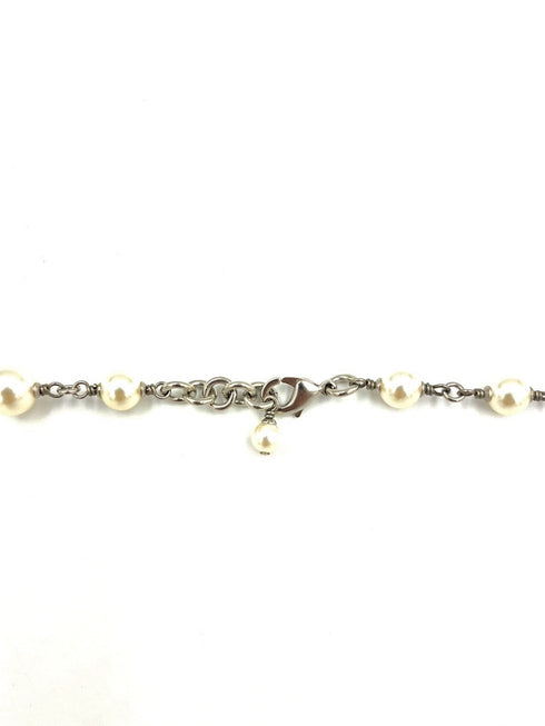 パール ココマークラインストーン ロングネックレス