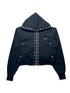 TC Studded Line Cropped Zip-Up Hoodie