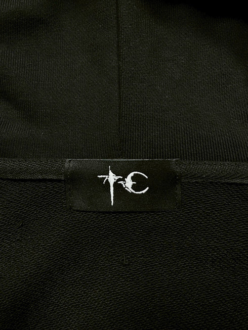TC Studded Line Cropped Zip-Up Hoodie
