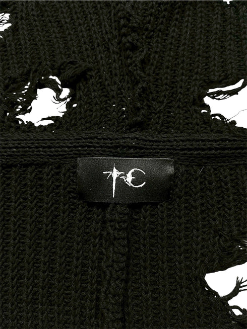 TC Destroyed Knit Zip-Up Hoodie