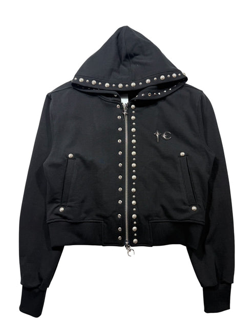 TC STUDDED LINE CROPPED ZIP-UP HOODIE