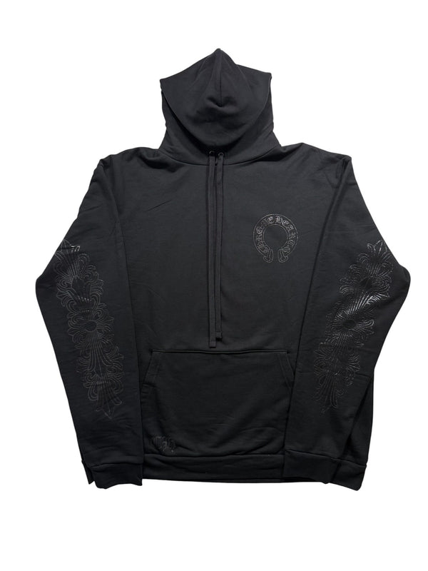 Black Floral Cross Hoodie
