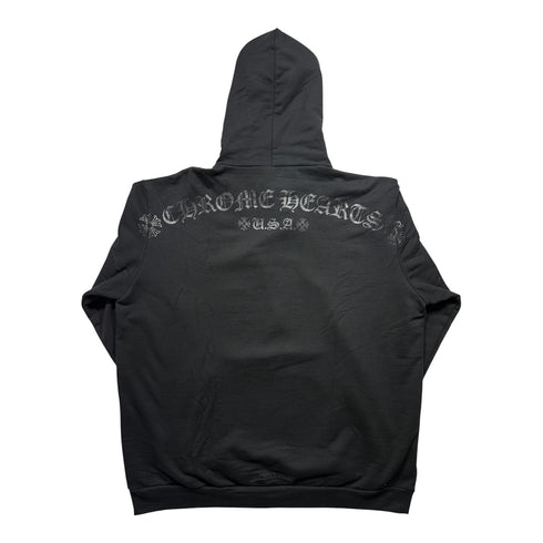 Black Floral Cross Hoodie