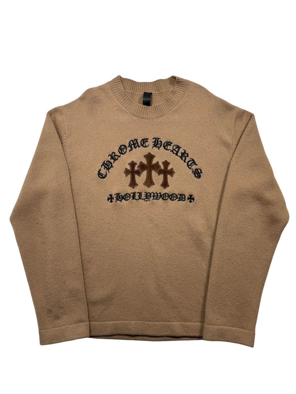 ロゴ刺繍セメタリークロスパッチカシミヤニット