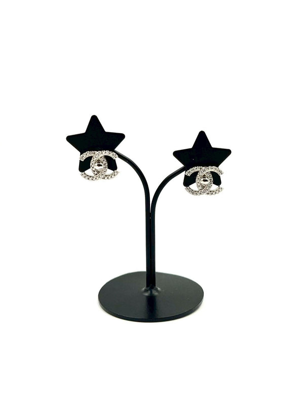 ココマークターンロックラインストーンピアス