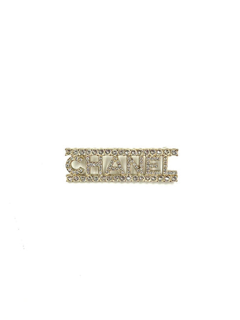 ロゴラインストーンブローチ