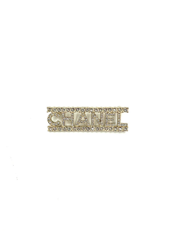 ロゴラインストーンブローチ