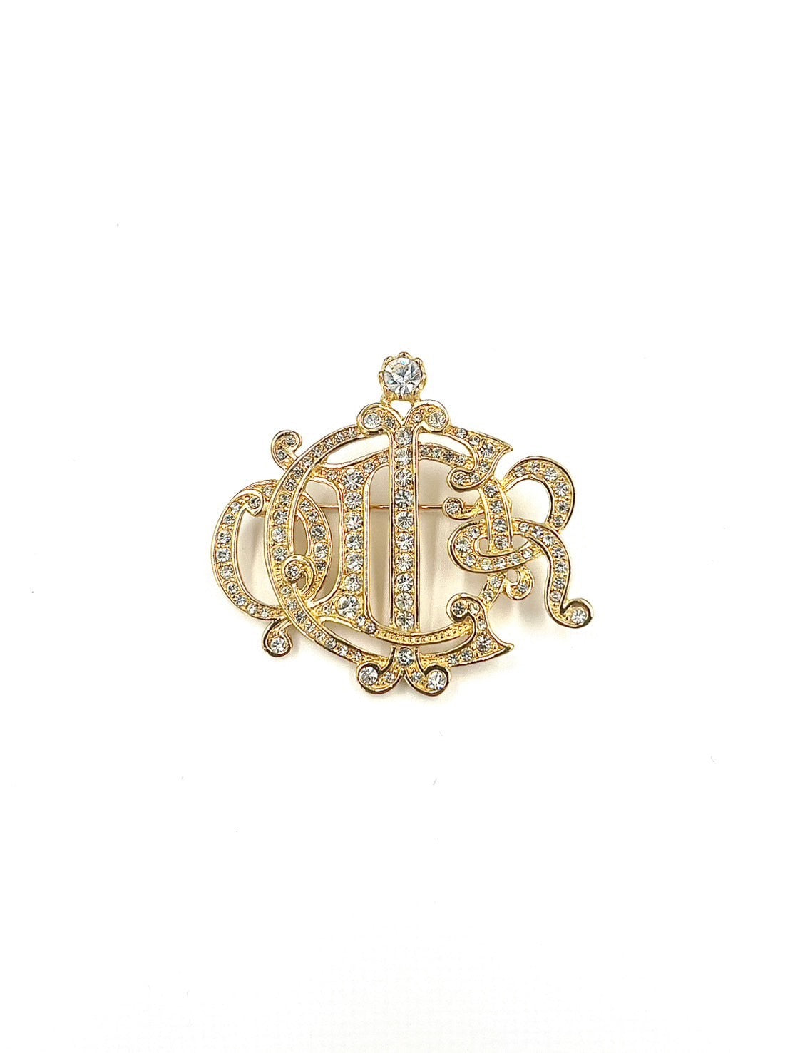 ディオール　エンブレムロゴ　ストーン　ブローチ e8fb7a1cc9575da480cffa9fe854a3